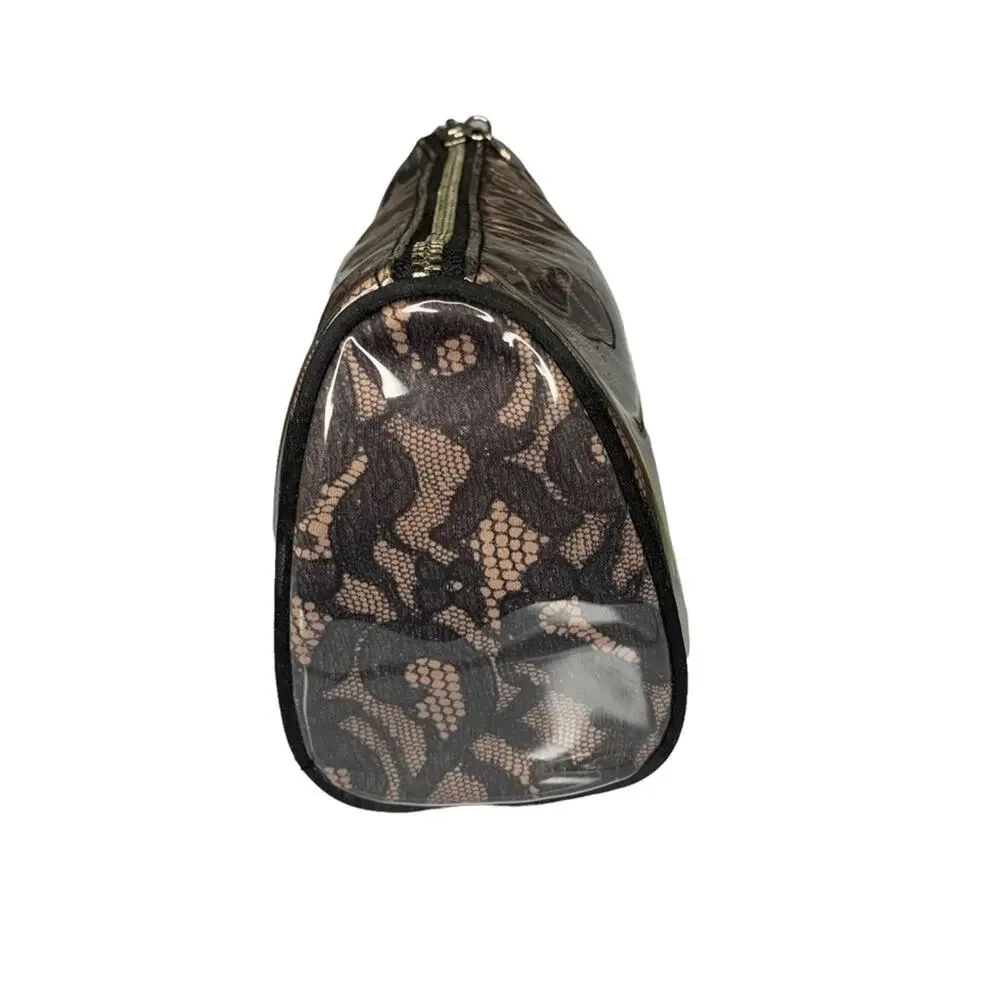 Victoria’s Secret Glossy Makeup Lace Bag Black and Nude